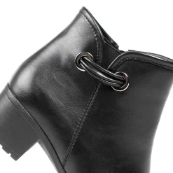 Smart Faux Leather Ankle Boots With Zip Fastening - Black