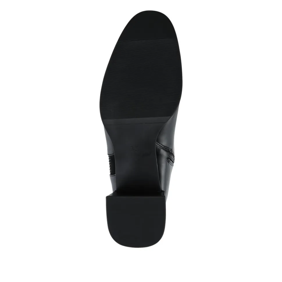 Smart Flare Heel Calf Length Boots - Black
