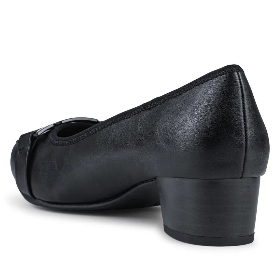 Smart Heeled Buckle Court Shoes - Black