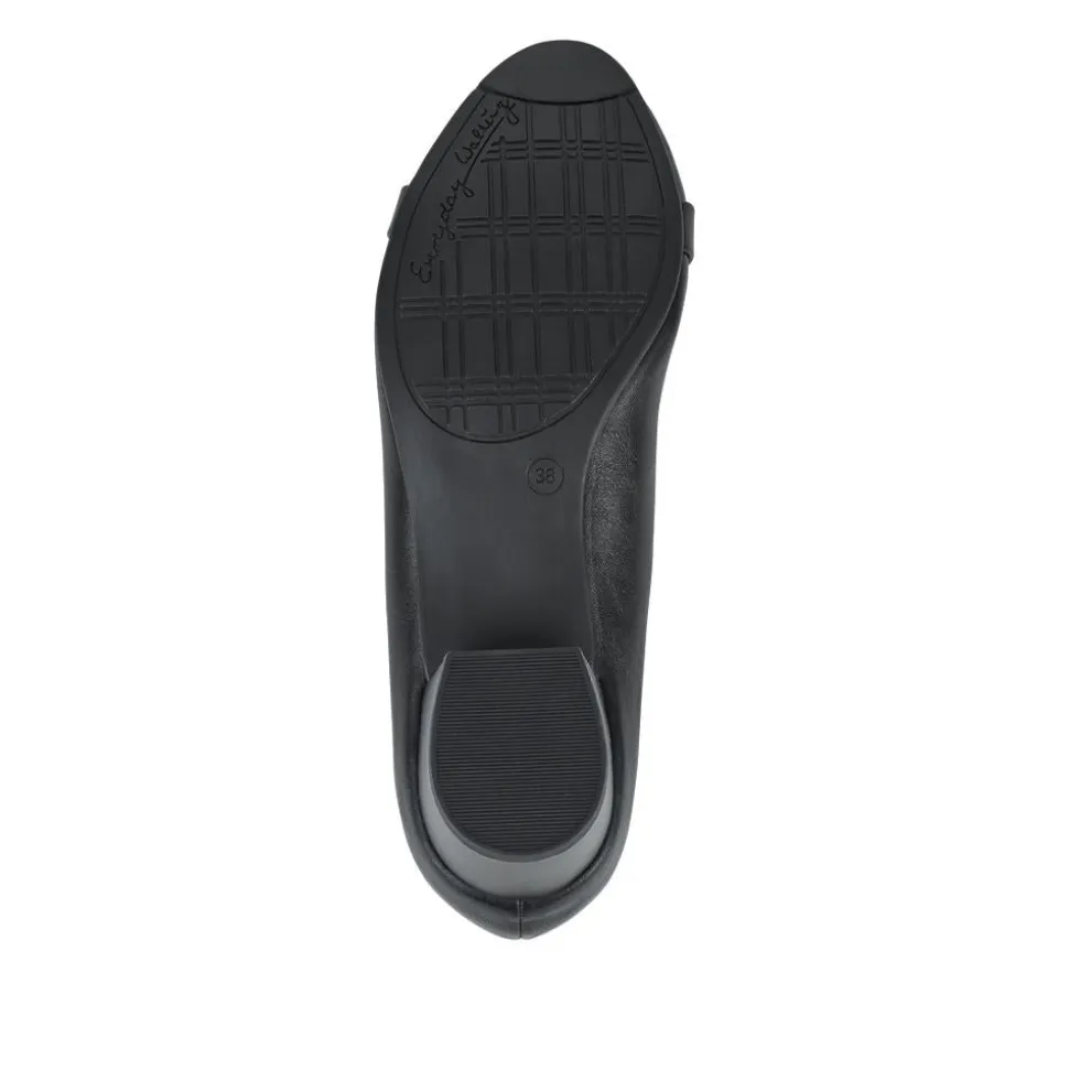 Smart Heeled Buckle Court Shoes - Black