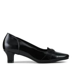 Smart Kitten Heel Court Shoes - Black Patent