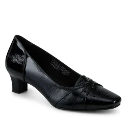 Smart Kitten Heel Court Shoes - Black Patent