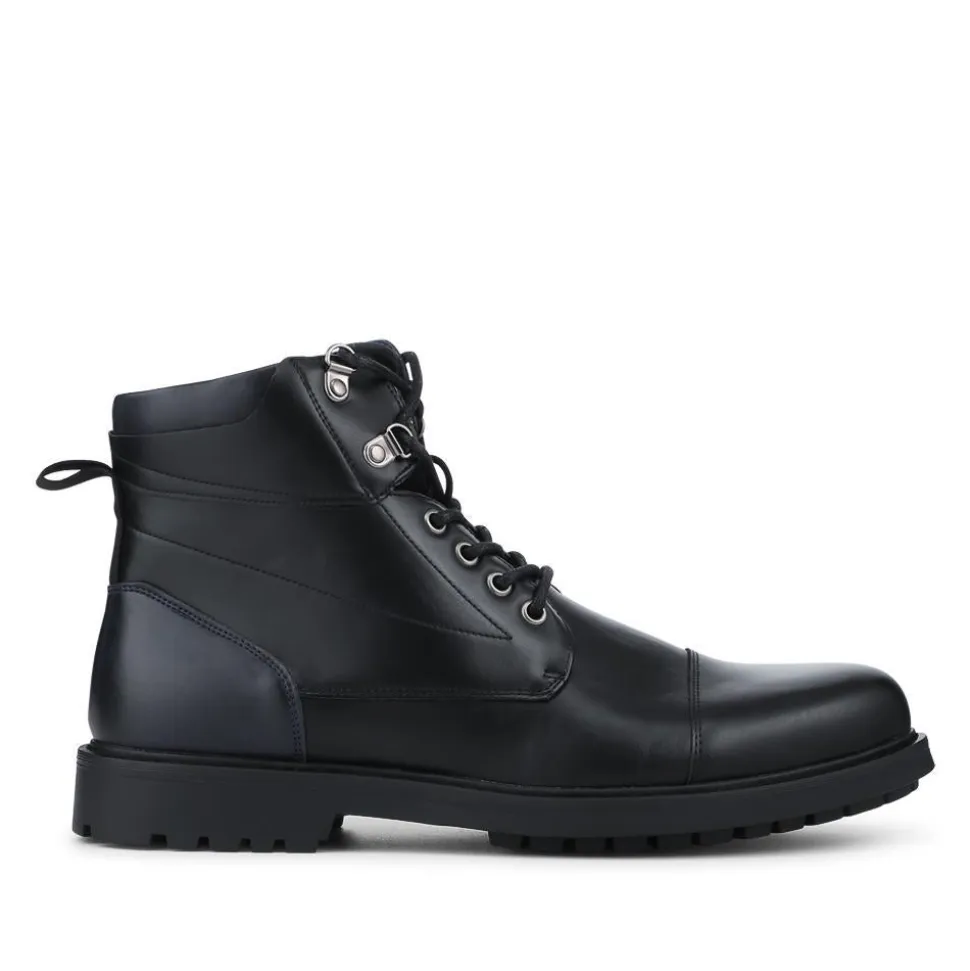 Smart Lace Up Ankle Boots - Black