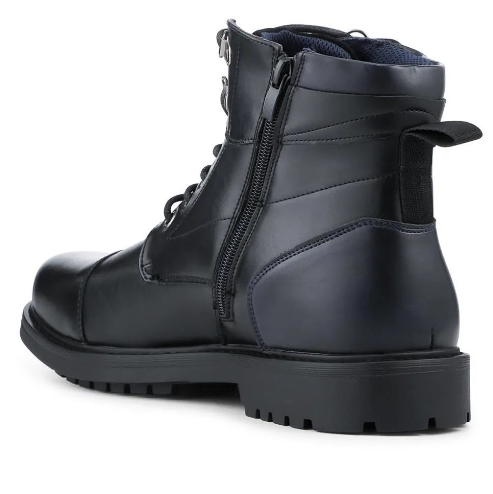 Smart Lace Up Ankle Boots - Black
