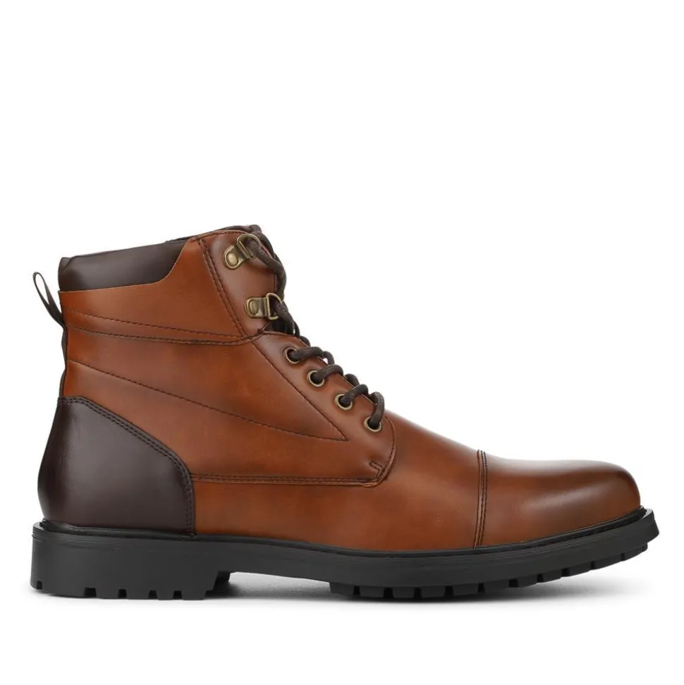 Smart Lace Up Ankle Boots - Tan