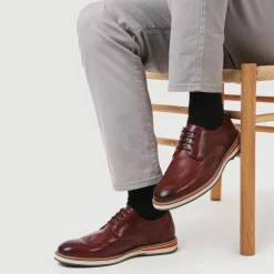 Smart Leather Lace-Up Shoes - Bordeaux