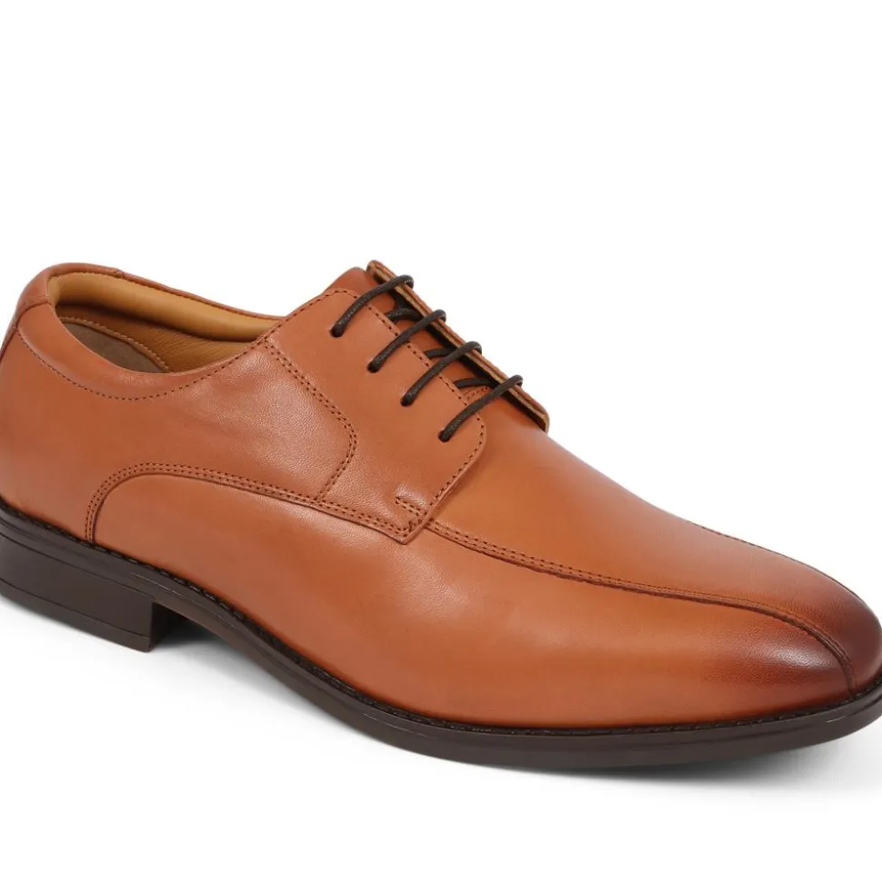 Smart Leather Lace-Up Shoes - Tan