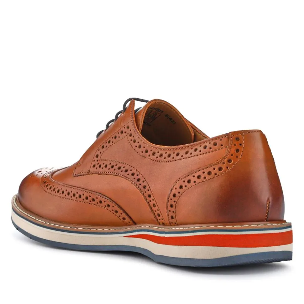 Smart Leather Lace-Up Shoes - Tan