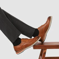 Smart Leather Lace-Up Shoes - Tan