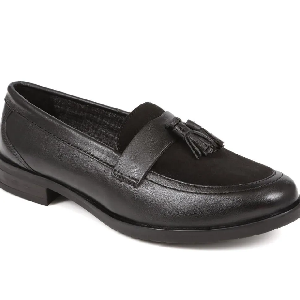 Smart Leather Loafers - Black-Black Suede