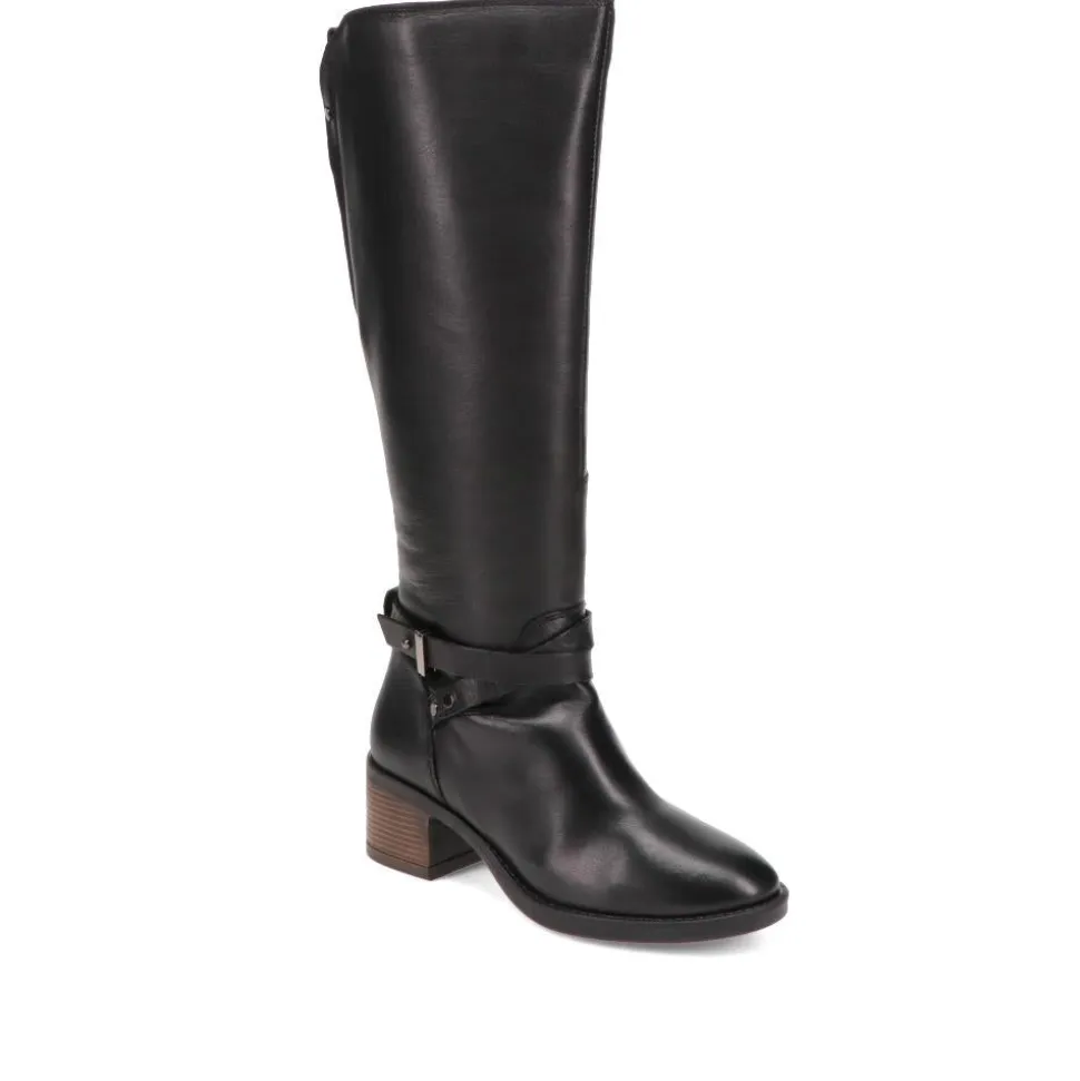 Smart Leather Long Boots - Black