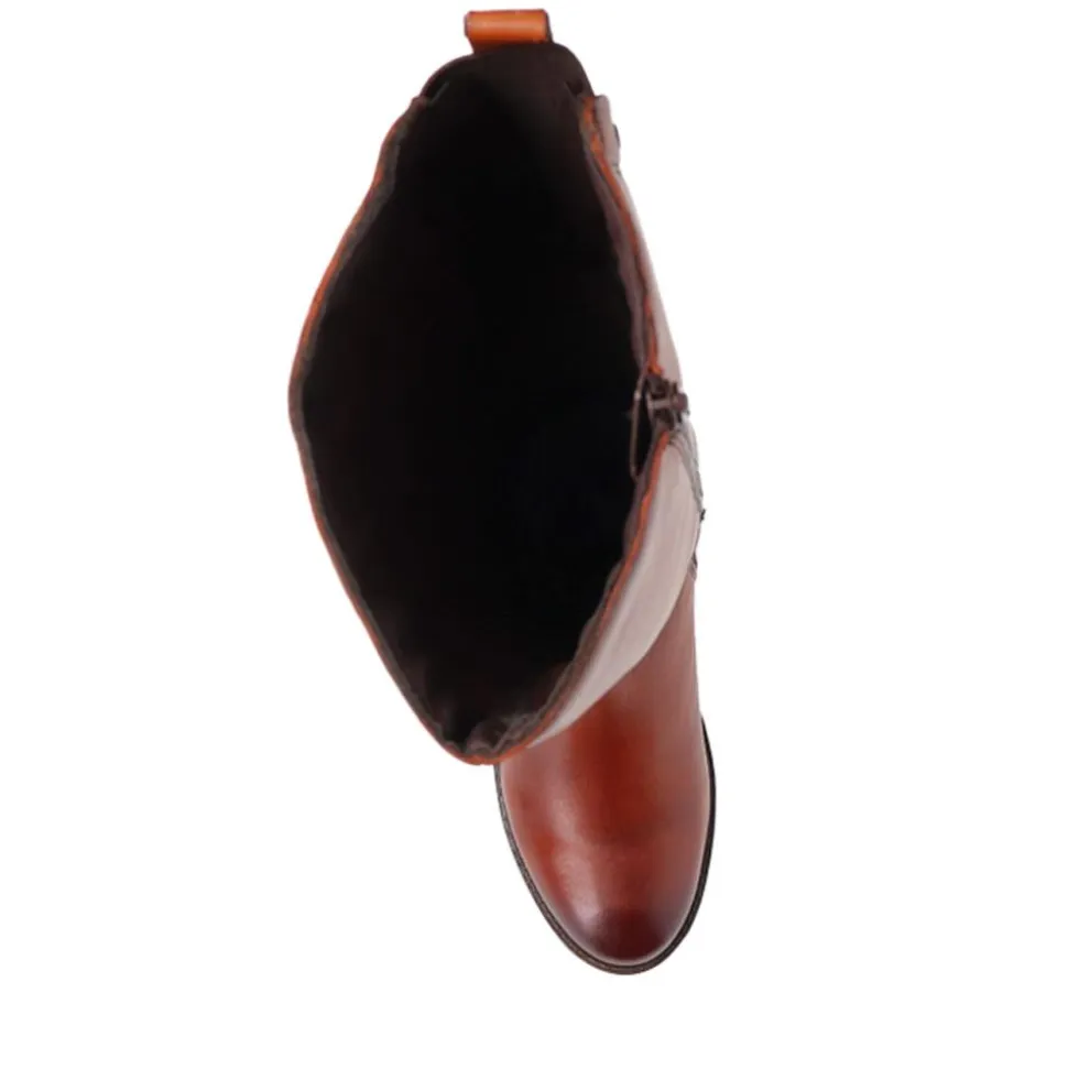 Smart Leather Long Boots - Tan