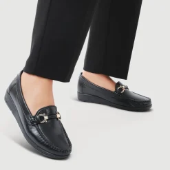Smart Leather Moccasins - Black