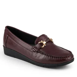 Smart Leather Moccasins - Burgundy