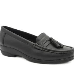 Smart Leather Tasselled Moccasins - Black