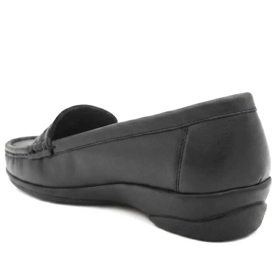 Smart Leather Tasselled Moccasins - Black