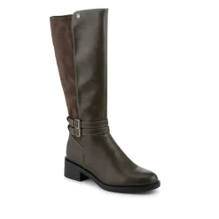 Smart Long Boots With Standard Calf Fitting - Khaki