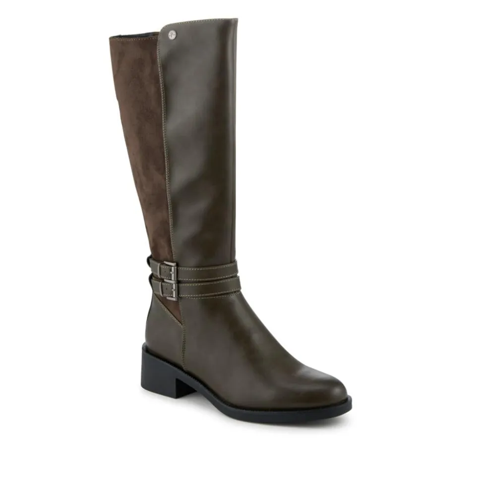 Smart Long Boots With Standard Calf Fitting - Khaki
