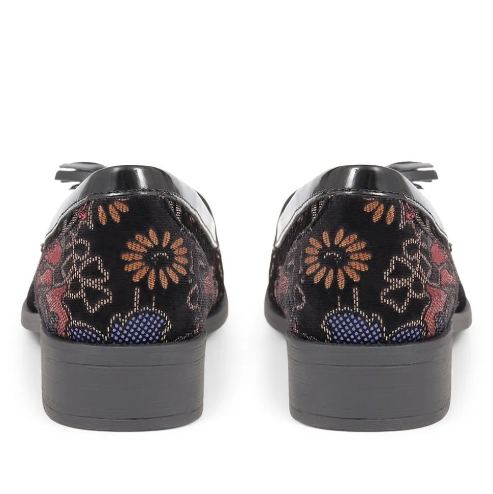 Smart Patent Loafers - Black Floral