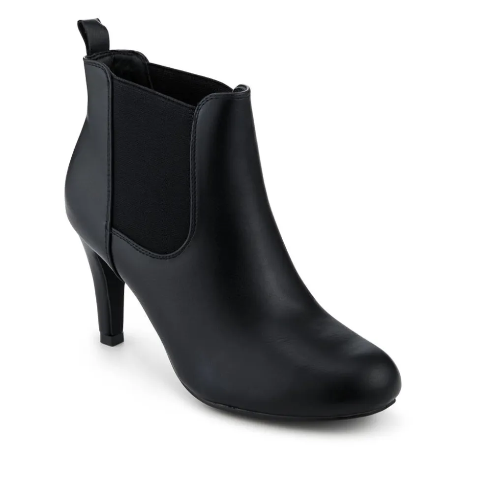 Smart Stiletto Heel Slip On Ankle Boots - Black