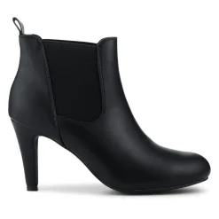 Smart Stiletto Heel Slip On Ankle Boots - Black