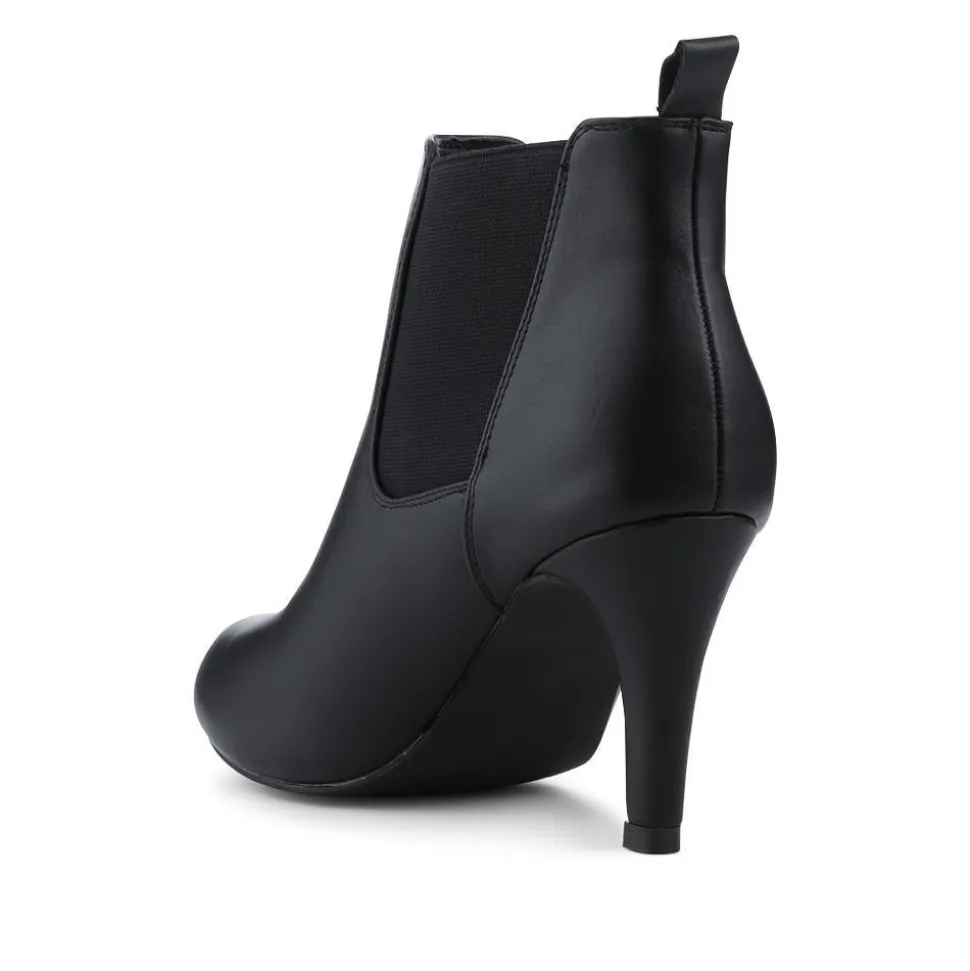 Smart Stiletto Heel Slip On Ankle Boots - Black