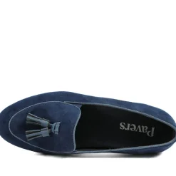 Smart Tasselled Heeled Loafers - Navy