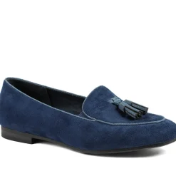 Smart Tasselled Heeled Loafers - Navy