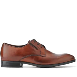 Smart Wide Fit Leather Lace-Up Shoes - Brown