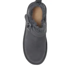 Soft Buckle-Detailed Ankle Boots - Grey