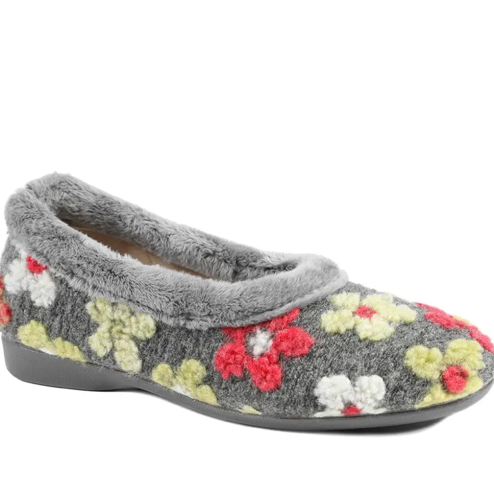 Soft Floral Full Slippers - Grey Multi