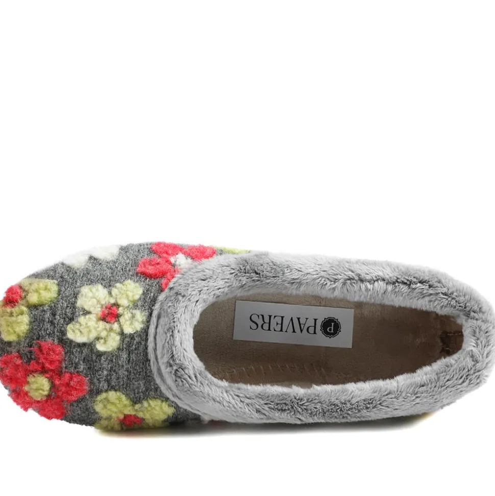 Soft Floral Full Slippers - Grey Multi