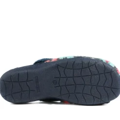 Soft Floral Mule Slippers - Navy Multi