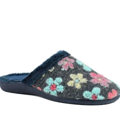Soft Floral Mule Slippers - Navy Multi