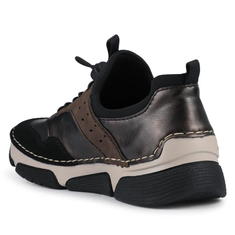 Sporty Lace-Up Trainers - Black Multi