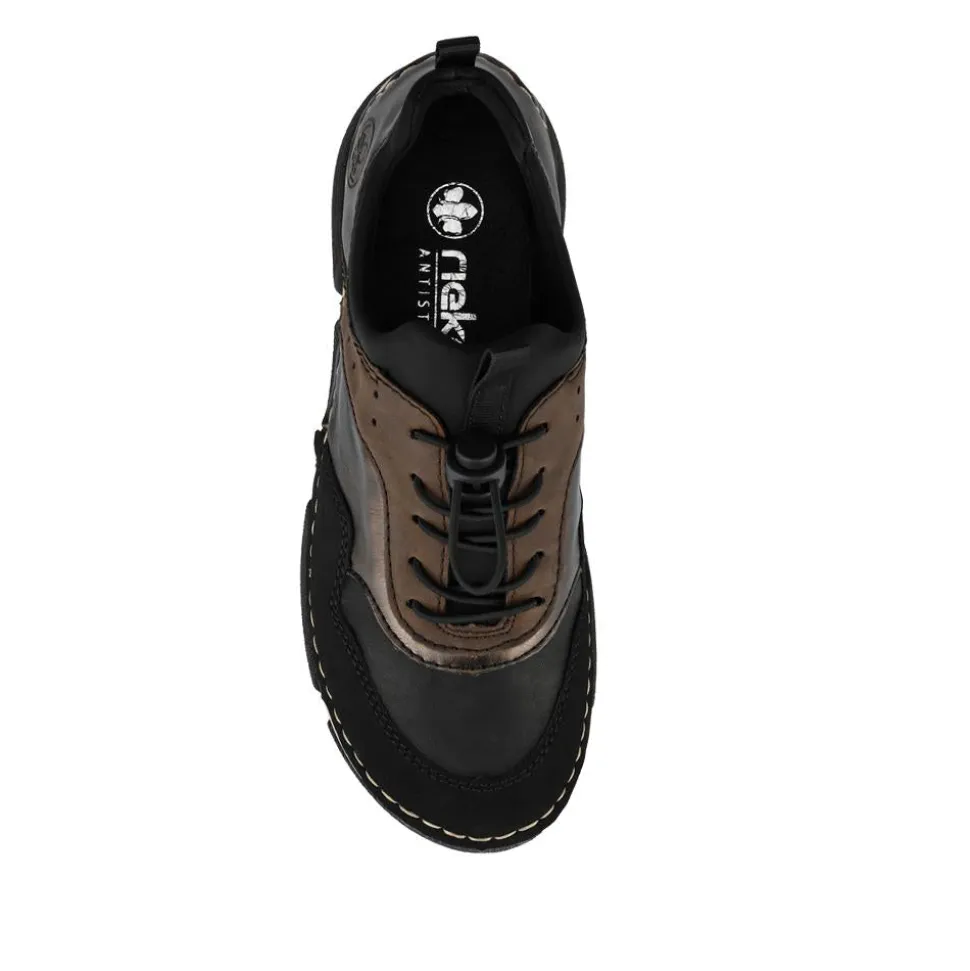 Sporty Lace-Up Trainers - Black Multi
