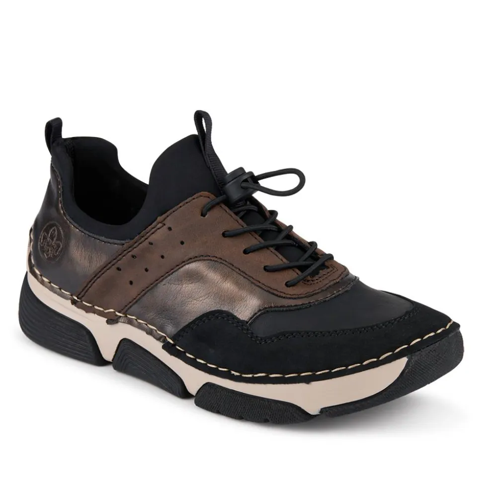 Sporty Lace-Up Trainers - Black Multi