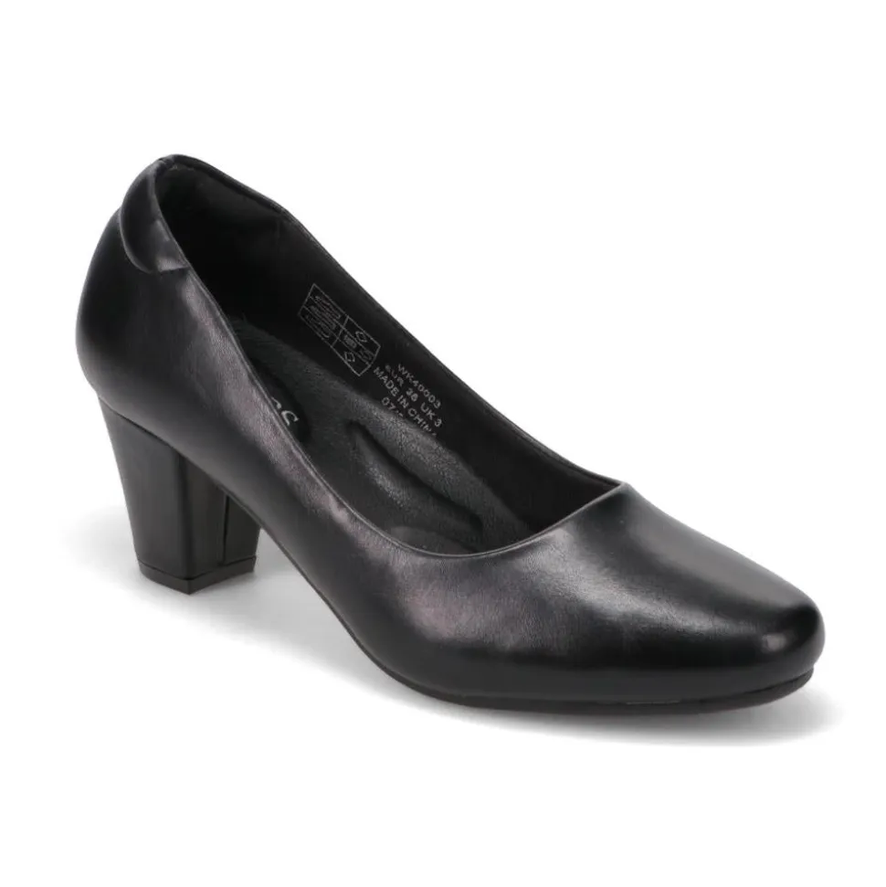 Stacked-Heel Court Shoes - Black