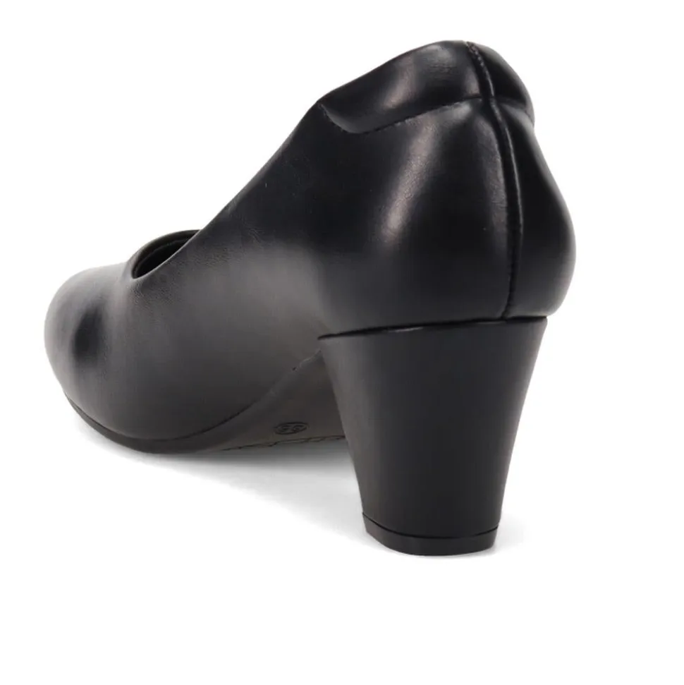 Stacked-Heel Court Shoes - Black
