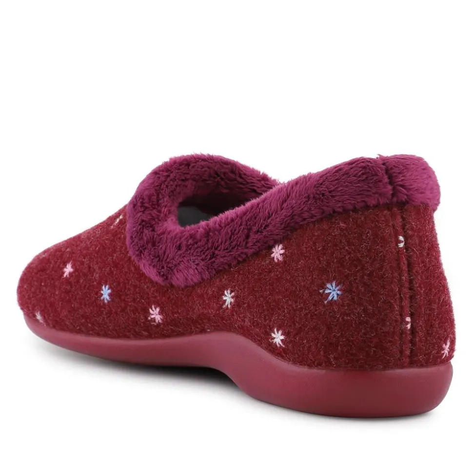 Star Pattern Full Slippers - Burgundy