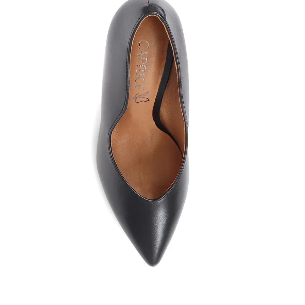 Stiletto Court Shoes - Black Leather