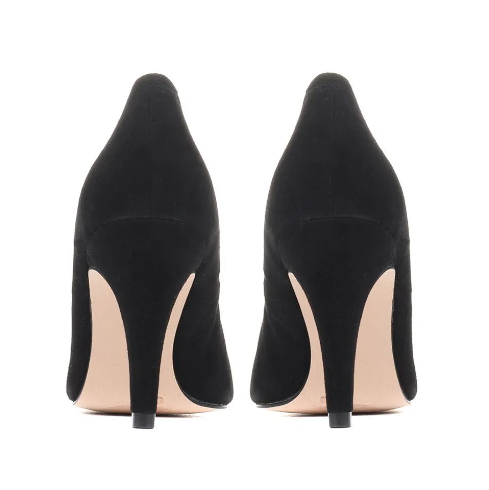 Stiletto Court Shoes - Black Suede