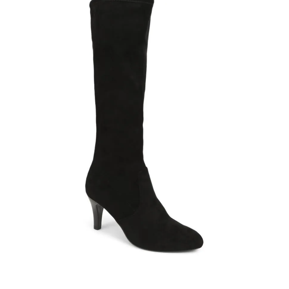 Stiletto Heeled Knee High Boots - Black