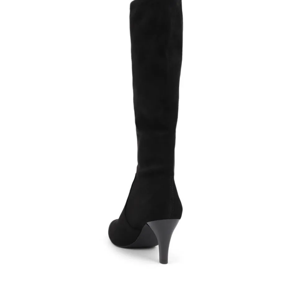 Stiletto Heeled Knee High Boots - Black