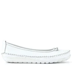 Stitched Leather Pumps - White