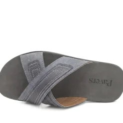 Strappy Cushioned Slip On Sandals - Blue
