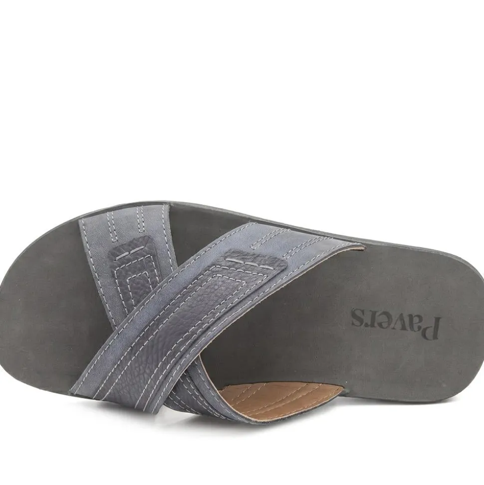 Strappy Cushioned Slip On Sandals - Blue