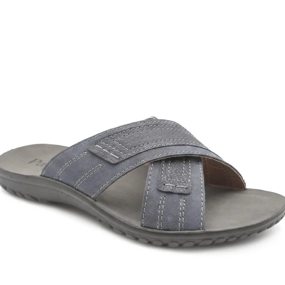Strappy Cushioned Slip On Sandals - Blue