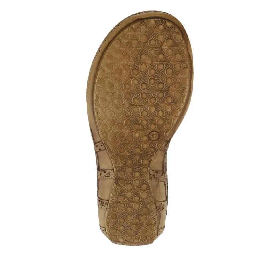 Strappy Elasticated Leather Sandals - Camel