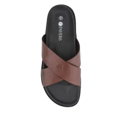 Strappy Leather Slides - Brown